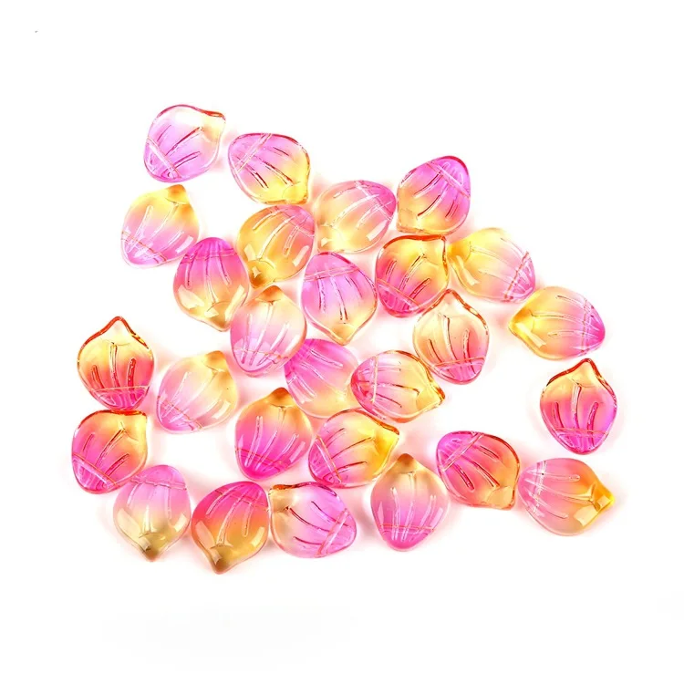 

SEA MEW 50 PCS 12*15mm Multicolor Fashion Glass Petal Pendant Connectors For Women Jewelry Making