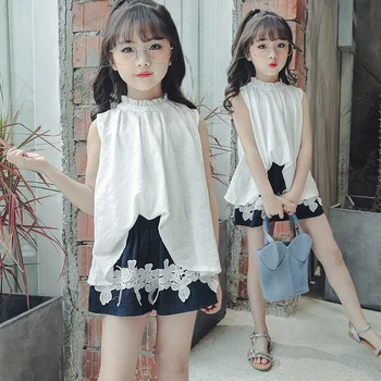 

2018 korean fashion clothing for kids floral shorts +blouse children sets