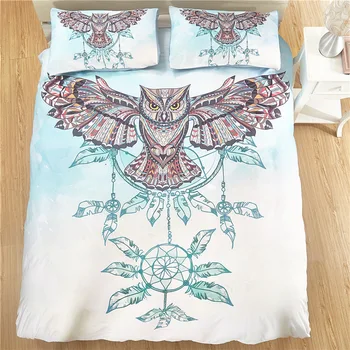 

Bedding Set Owl Wind chime Tribal Elephant Bedding Set Mandala Golden Indian Design Duvet Cover Bed Set