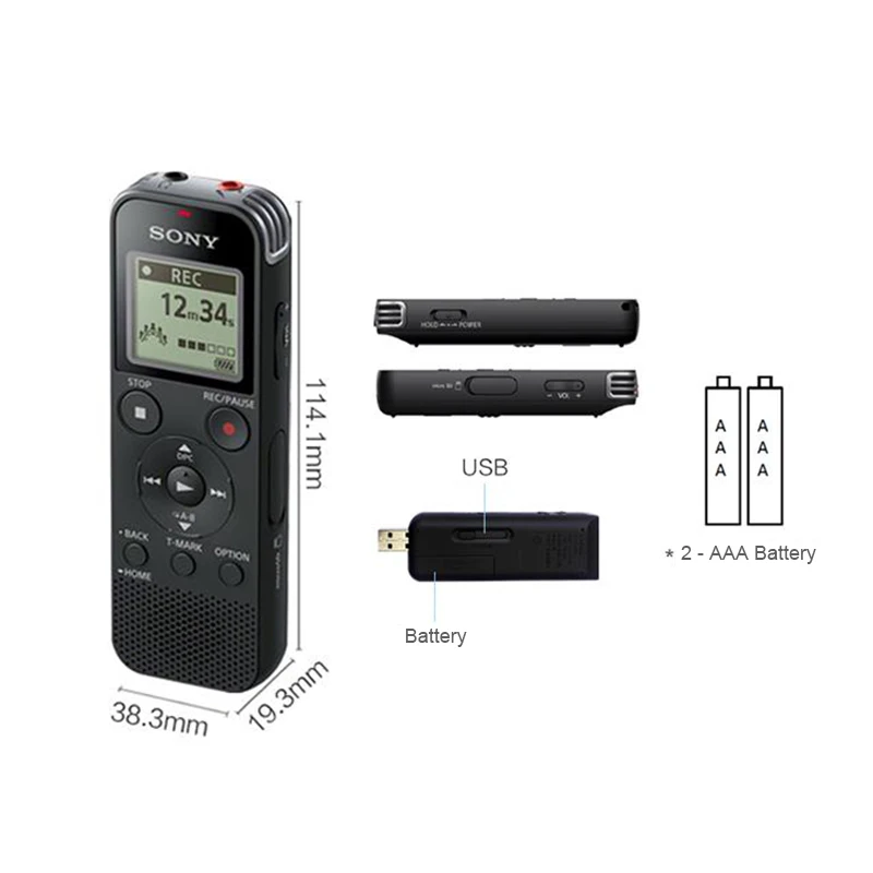 Профессиональный sony ICD PX470 цифровой голосовой Регистраторы собран в S Mic Системы