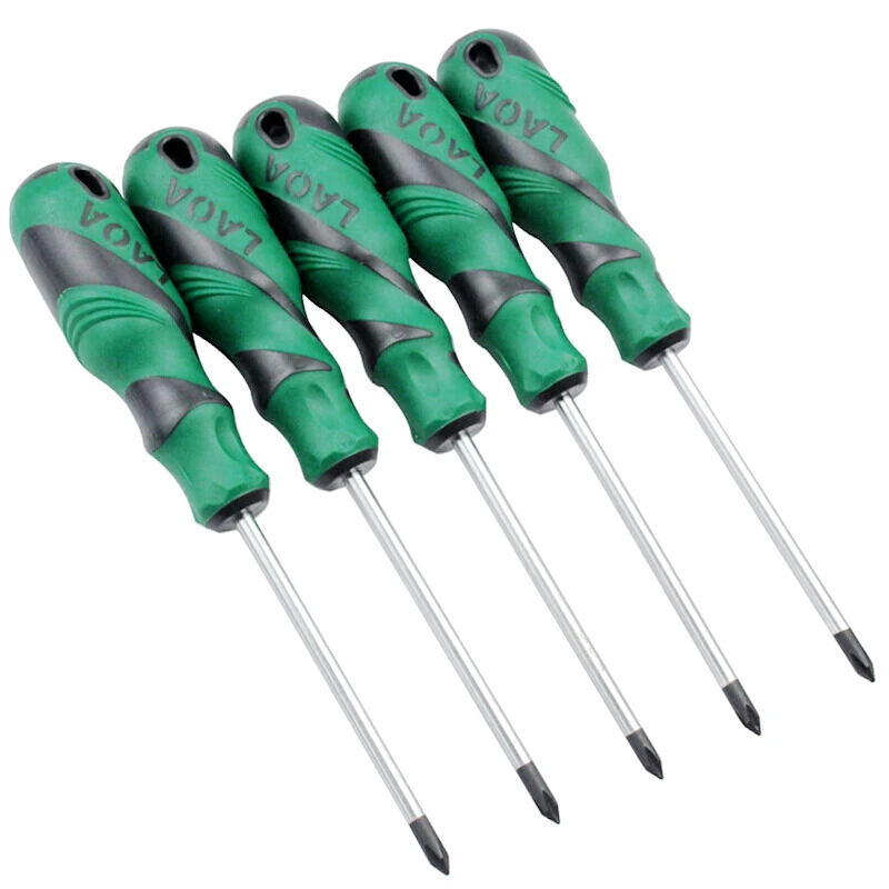 LAOA 1pcs Slotted Screwdriver S2 Material Phillips Screwdrivers Double Color handle Screw Driver With Magnetism