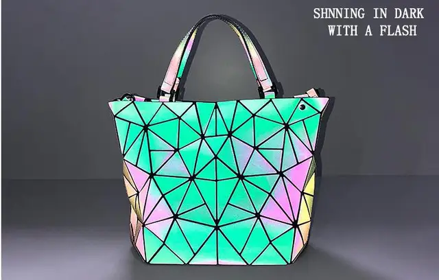 Hot Sale Fashion Geometry Lacttic Luminious Bag Top-Handle Hologram  Shoulder Bag