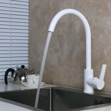 Бортике Одиночная Вращающаяся ручка носик матовый Гранит черная или белая краска кухонный кран раковина горячей и холодной смеситель водопроводный кран