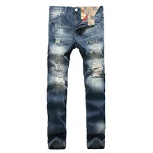 Men Hole Nostalgia Grinding white Straight Europe and the United States street jeans