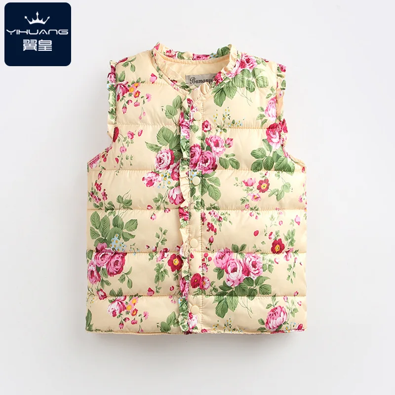 New Girls Vests Children's Down Cotton Warm Vest Baby Girls Sweet Floral Waistcoat High Quality dakine poacher vest review