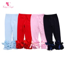 Весенние леггинсы с лентами для девочек; ледяные гетры с двойными оборками; ; детская одежда; однотонные штаны; леггинсы с оборками