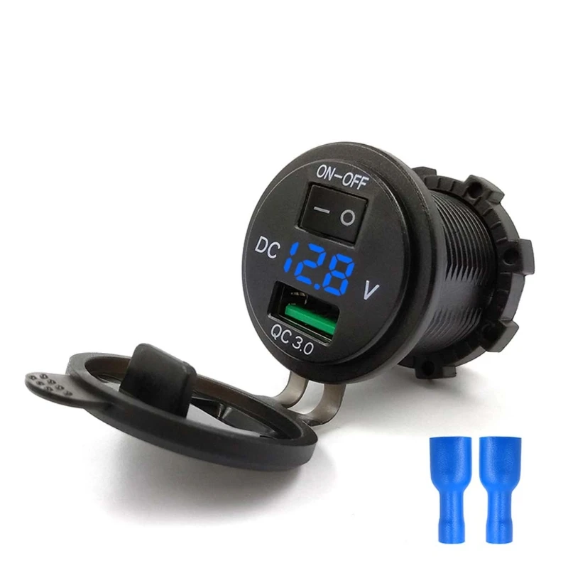 سريع تهمة 3.0 USB مأخذ شاحن السيارة LED الفولتميتر التبديل ل سيارة البحرية ATV
