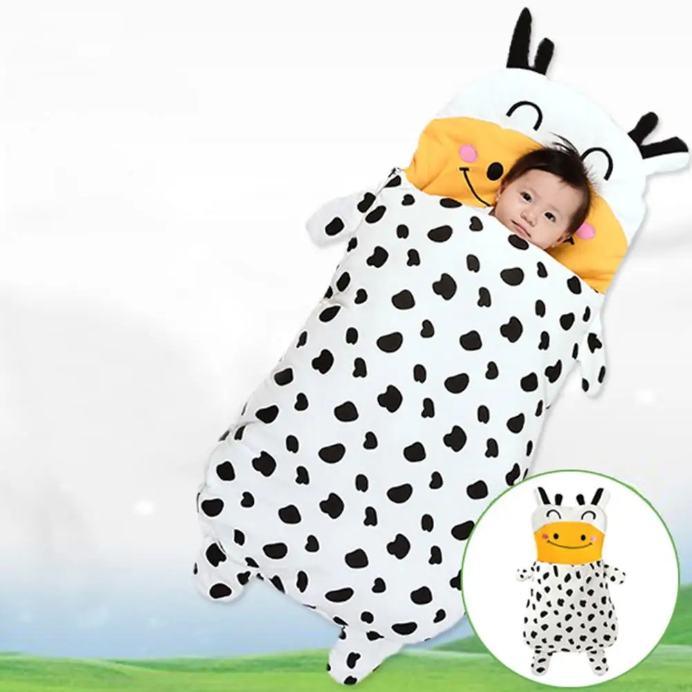

Baby Milk Cow Sleeping Bag Spring Autumn Winter Cow Pattern Outdoor Anti-Kicking Children Stroller Bed Swaddle Blanket