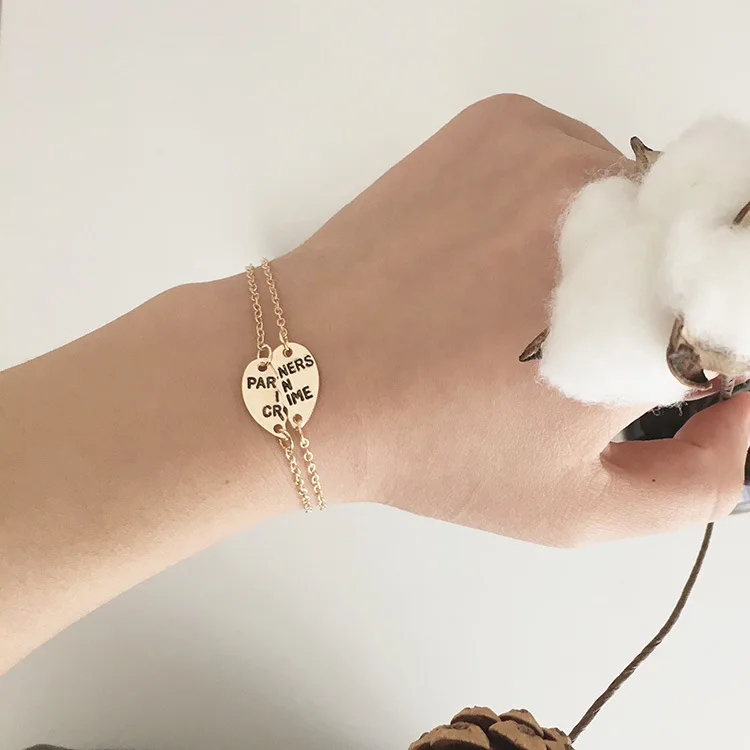 

New Heart Shape Sewing Jewelry Foreign Trade Jewelry Fashion Personality Good Friends Couple Bracelet Fast Delivery