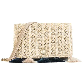 

Chain Bag Shoulder Fashion Woven Crossbody Small Square Bag Ethnic Wind Grass Shoulder Slanting Shoulder Bag Khaki