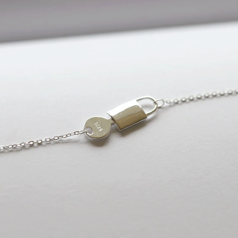 Новое корейское Серебрянное колье с замком и ключом из стерлингового серебра 925