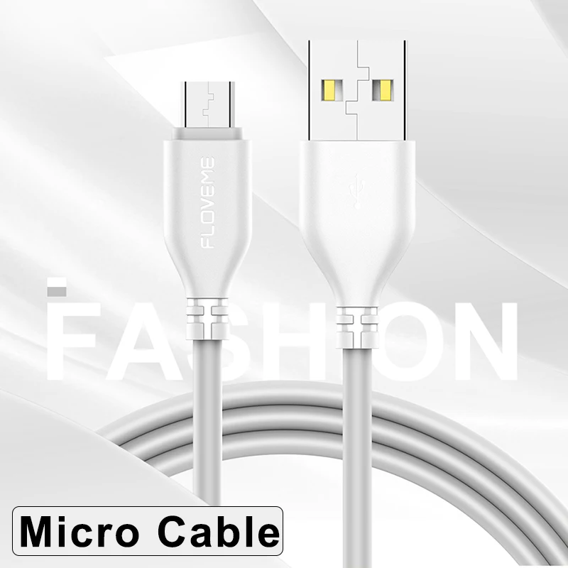 FLOVEME TPE USB mi cro кабель для samsung huawei Xiaomi mi Max 3 Nokia 8 кабель mi cro usb зарядный кабель для передачи данных телефонный кабель - Цвет: Micro White Gray