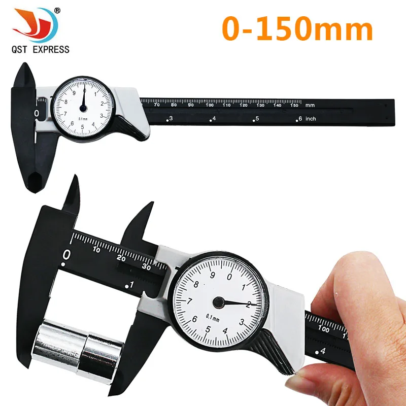 

Dial Caliper 0-150mm / 0.1 Shockproof plastic Vernier Caliper Metric Micrometer Gauge Measuring Tool QSTEXPRESS