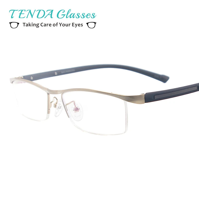 

Metal Colourful Medium Eyeglasses Frame Men Half Rim Brow Line Spectacle For Prescription Myopia Lenses