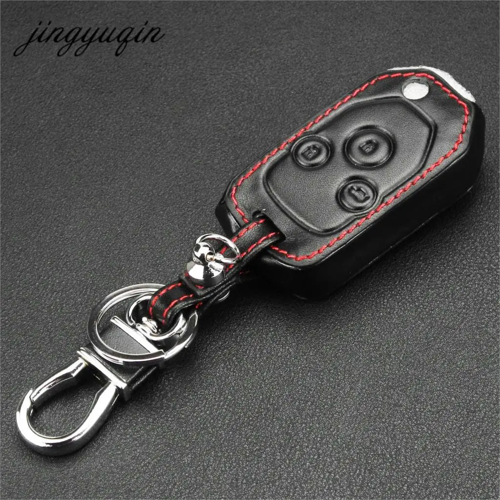 Кожаный чехол jingyuqin с 3 кнопками дистанционного ключа для Honda For JAZZ/CRV Odyssey CIVIC ACCORD