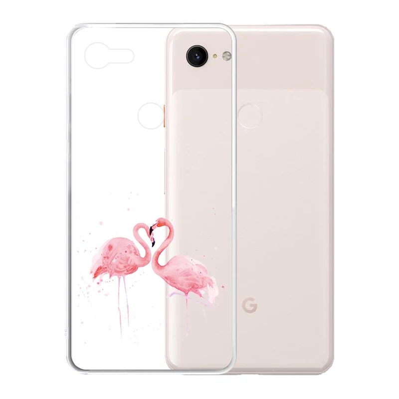 

Soft Silicone Clear TPU Case for Google Pixel 4 3 XL 3A 2 XL Durable Flamingo Printed