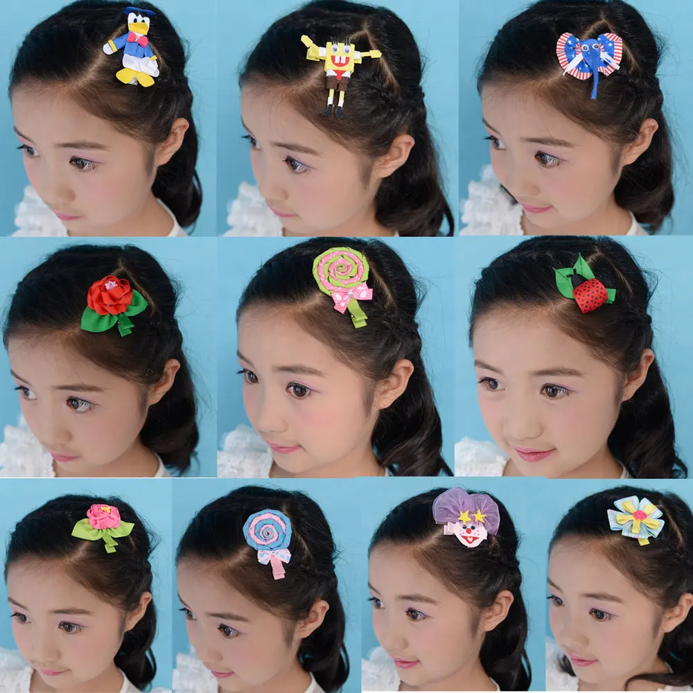 Маленький волосы бант 16 шт. hairbow grosgrain ленты hair bows с зажимом для девочек аксессуары для волос