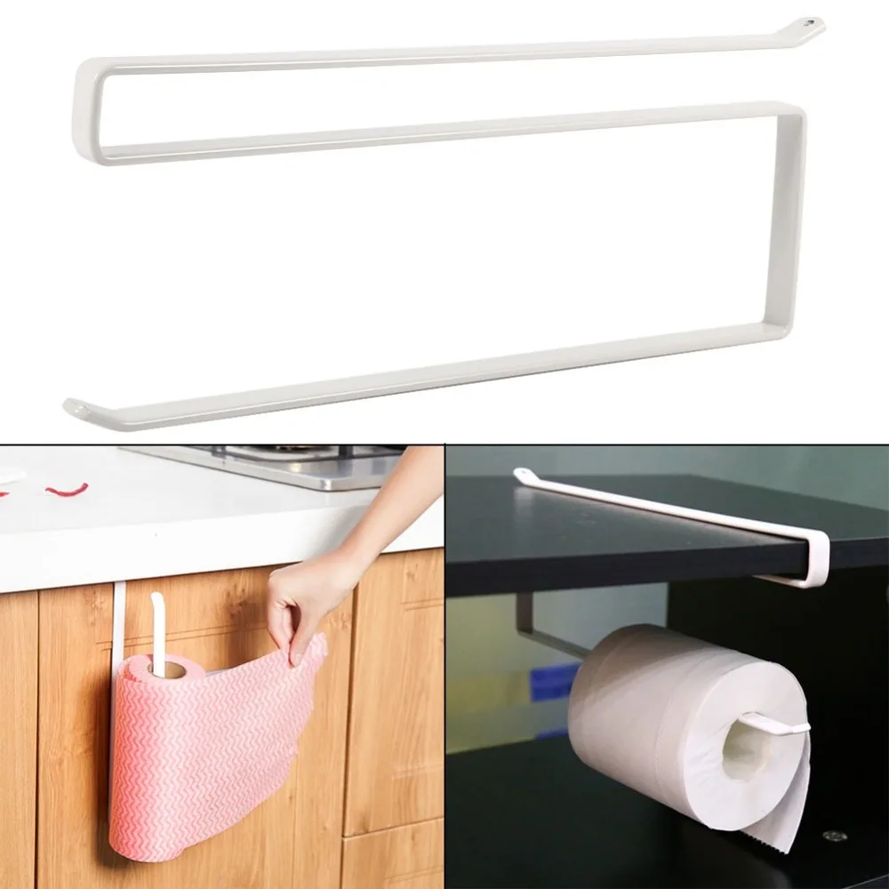 

LUOEM Kitchen Roll Paper Towel Holder Storage Rack Cabinet Cupboard Tissue Shelf Nail Free Hanger Organizer