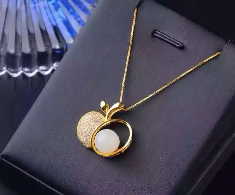 

Natural white jadependant S925 silver Natural gemstone Pendant Necklace trendy Elegant personalit fruit women party fine jewelry