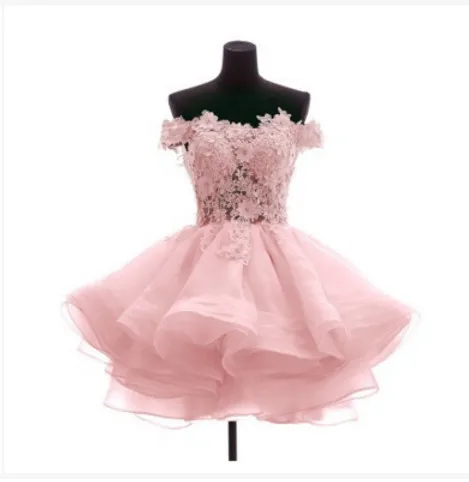 Короткое свадебное платье, Белое Бальное Платье, красный вырез лодочка, аппликация на талии, жемчужный цветок, элегантное платье для невесты - Цвет: pink