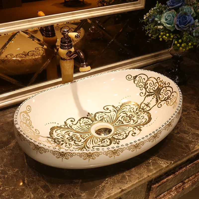 Oval porcelain bathroom vanity bathroom sink bowl countertop Rectangular Ceramic wash basin bathroom sink (2)