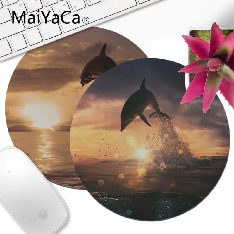 MaiYaCa закат и прыжки Дельфин океан высокоскоростной новый коврик для мыши 20x20 см