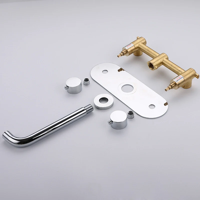 Engineering bathroom hardware faucet In-wall hot and cold water mixing faucet Double-handle copper basin faucet Engineering bathroom hardware faucet In-wall hot and cold water mixing faucet Double-handle copper basin faucet
