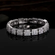 Luxurious square zircon bracelet & bangle bridal wedding jewelry bracelets accessories for women