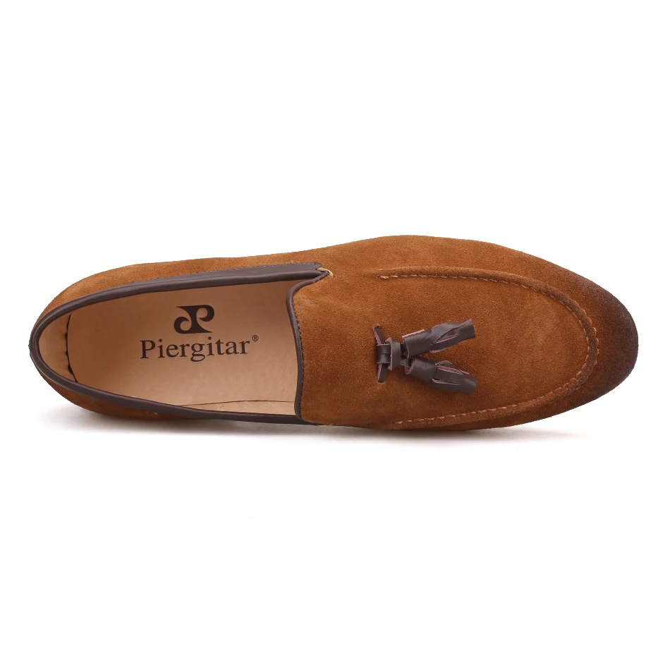 2018 Avec Arrivée Noir Casual Mode Daim Gland Nouvelle Hommes De En Cuir Noir Main Et Le Appartements marron Masculine Chaussures Piergitar Mocassins Brun 45jLR3A