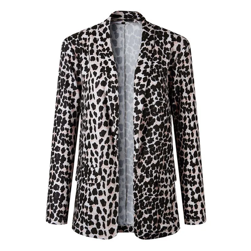 Wenyujh Women Sexy Leopard Snake Print Blazer Long Sleeve Notched Collar Pockets Suits Blazer Female Coat Outerwear Tops