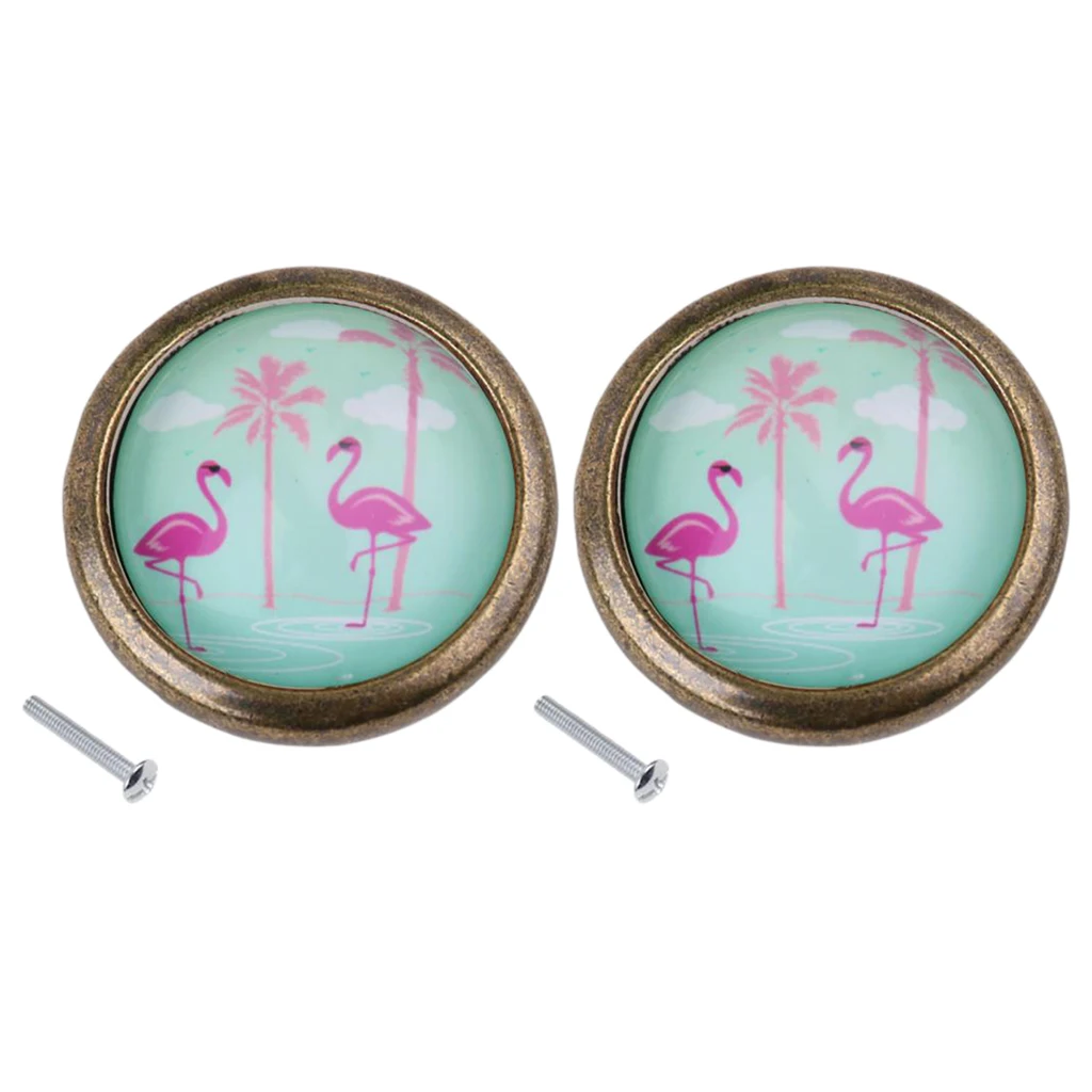 

2 Piece Chic Flamingo Design Metal Cabinet Handles Door Dresser Drawer Cupboard Pull Knob for Home Decoration DIY