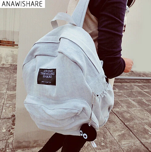 

ANAWISHARE Women Backpacks Denim School Bags For Teenagers Girls Shoulder Bag Travel Daily Bagpack Bolsas Mochilas Femininas