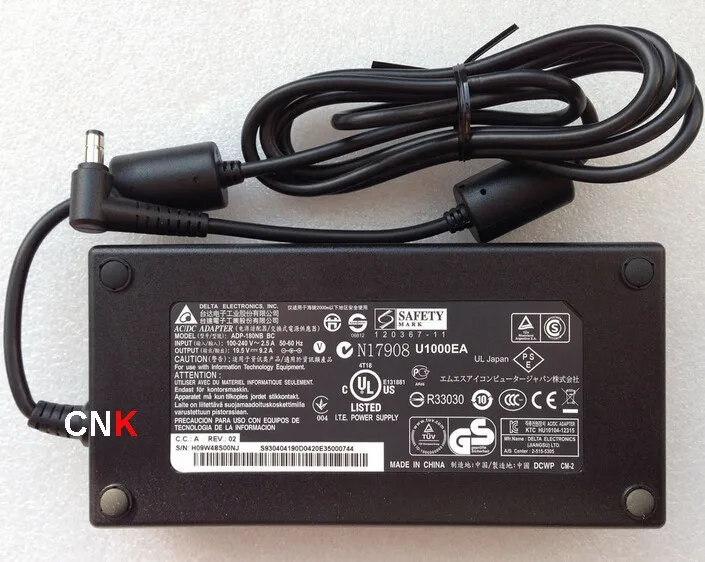 19 5 V 9.2A 180 Вт 5*2 мм ADP-180NB BC для MSI GT70 2PE-2221CZ 2PE-1243TW Тетрадь ПК адаптер переменного тока