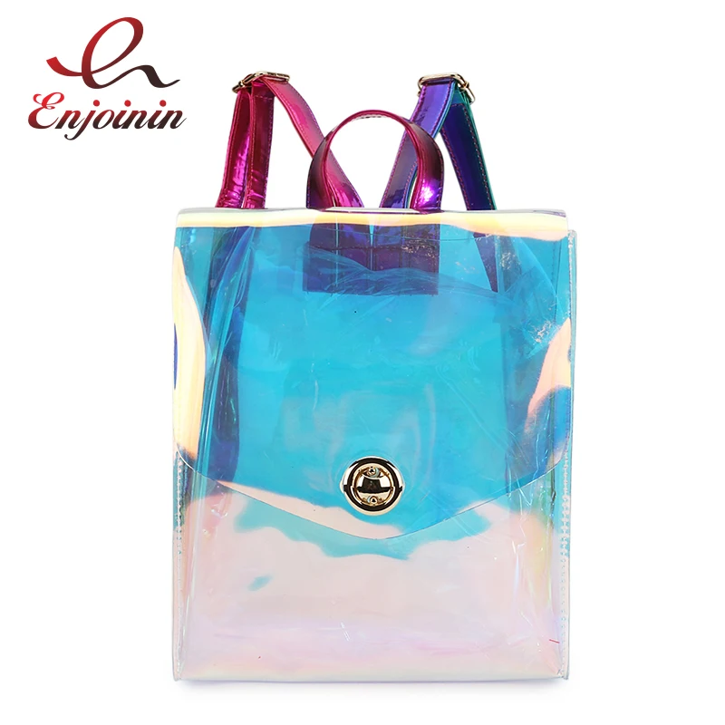 

Dazzling Fashion Laser Round Retro Buckle Ladies Backpack Shoulder Bag Mini School Bag Girls Bag Holographic Backpack Small Bag