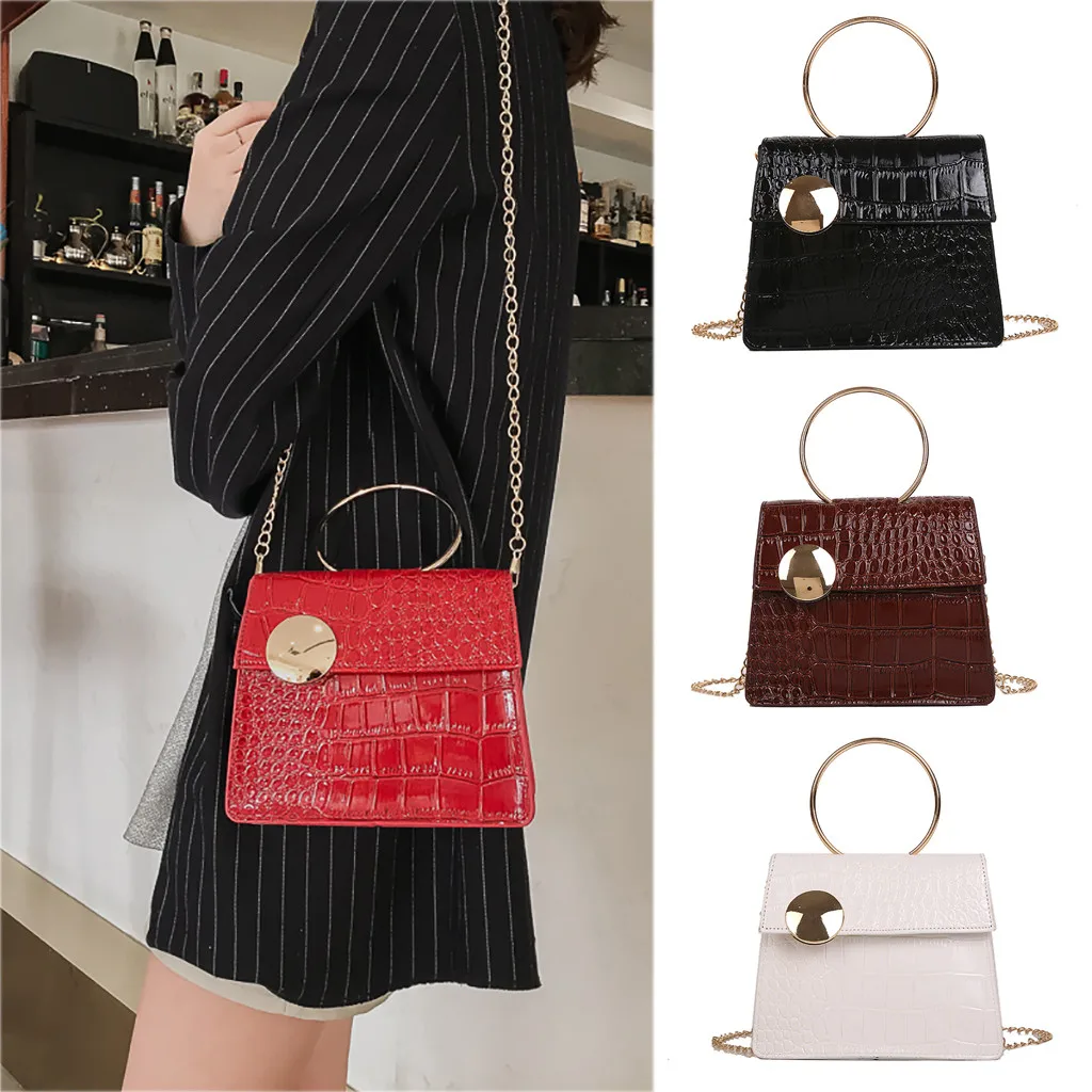 

Women Stone Pattern Messenger Bag Fashion Patent Leather Chain Bag luxury handbags women bags designer #30