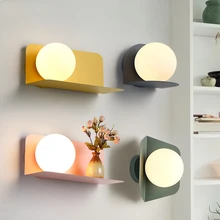 Modern Wall Lamp LED Wall Sconces Bedside Living Room Aisle Loft Bedside Bedroom Lamp Glass Iron Wall Sconce Light Fixture modern nordic solid wood led rotated wall lamp bedside night light bedroom living room aisle sconce light fixture wall decor art