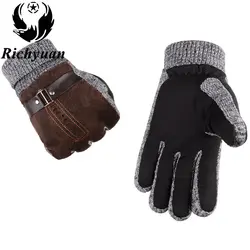 1 пара мужские кожаные перчатки Thinsulate Soft Feel Fully Lined зимние теплые прогулочные варежки кожаные перчатки для вождения мужские черные