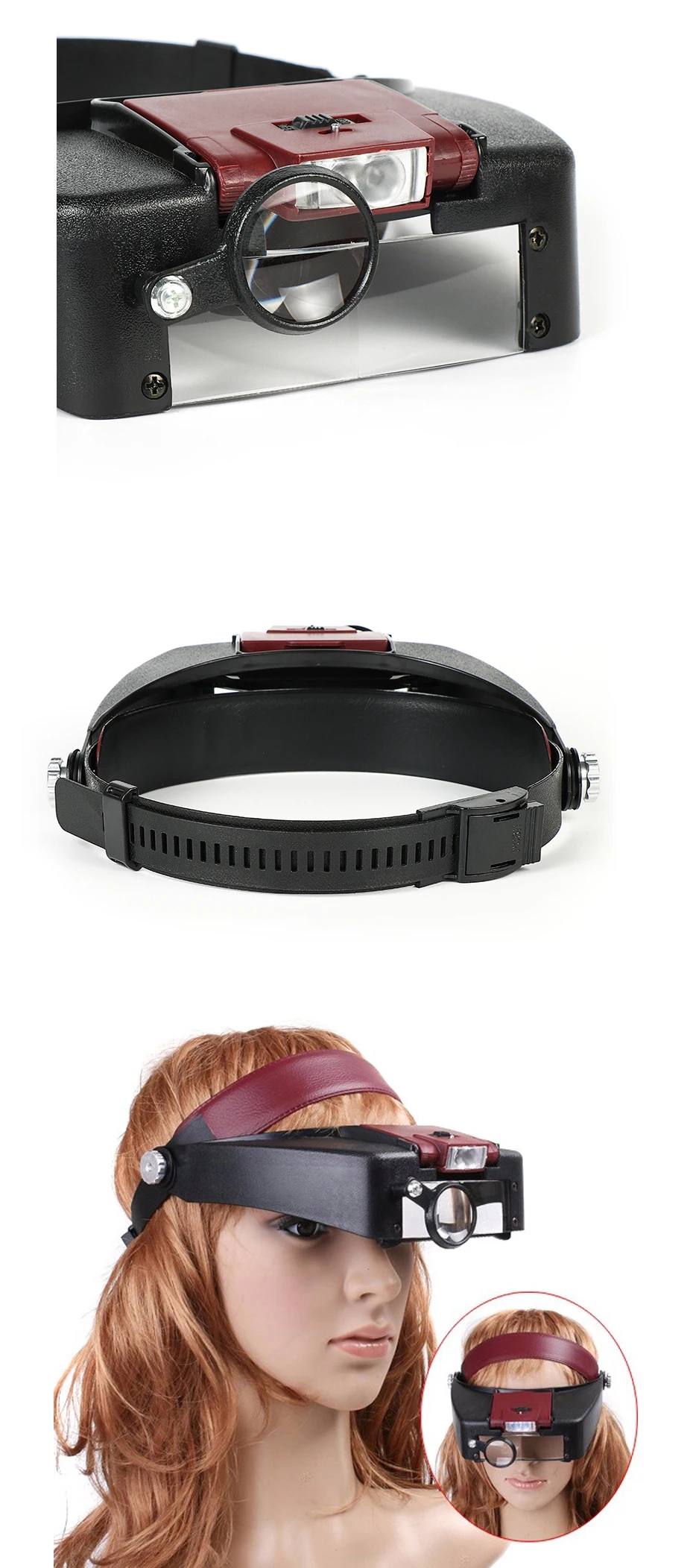 10X оголовье лупа очки шлем Стиль Лупа объектив СВЕТОДИОДНЫЙ Свет Лупа-микроскоп для ремонта часов ювелирные изделия для чтения