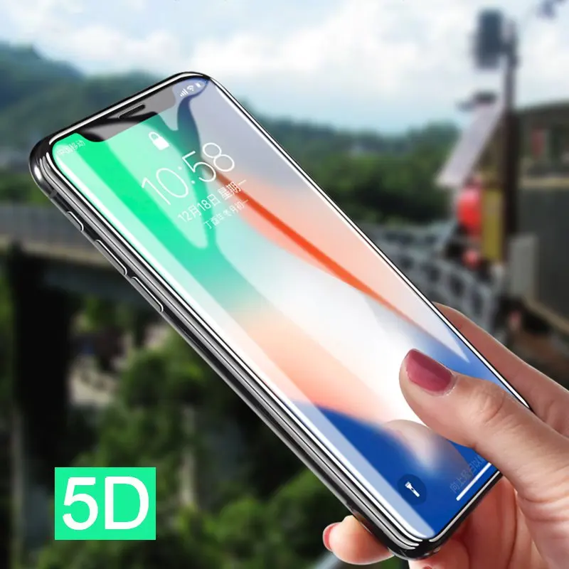 5D Glass On The For iPhone X XS Tempered Full Cover for 10 Screen Protector Protective Film Case | Мобильные телефоны и