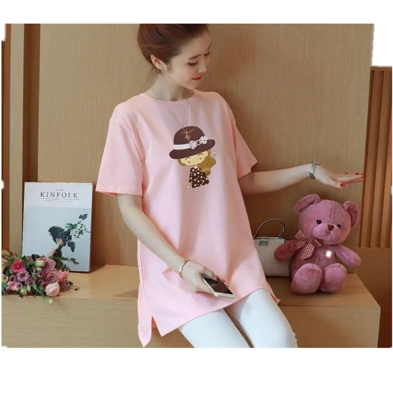 

2017 New Maternity T Shirt Cotton Women Pregnant T Shirt Long Loose Lovely Cartoon Women Clothes Hot Sale B0211
