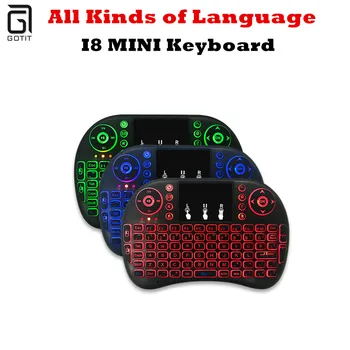 

GOTiT I8 Keyboard English Arabic French Russian Hebrew Spain Language2.4G Wireless Mini Keyboard Touch Pad Multi-Media Fly Mouse