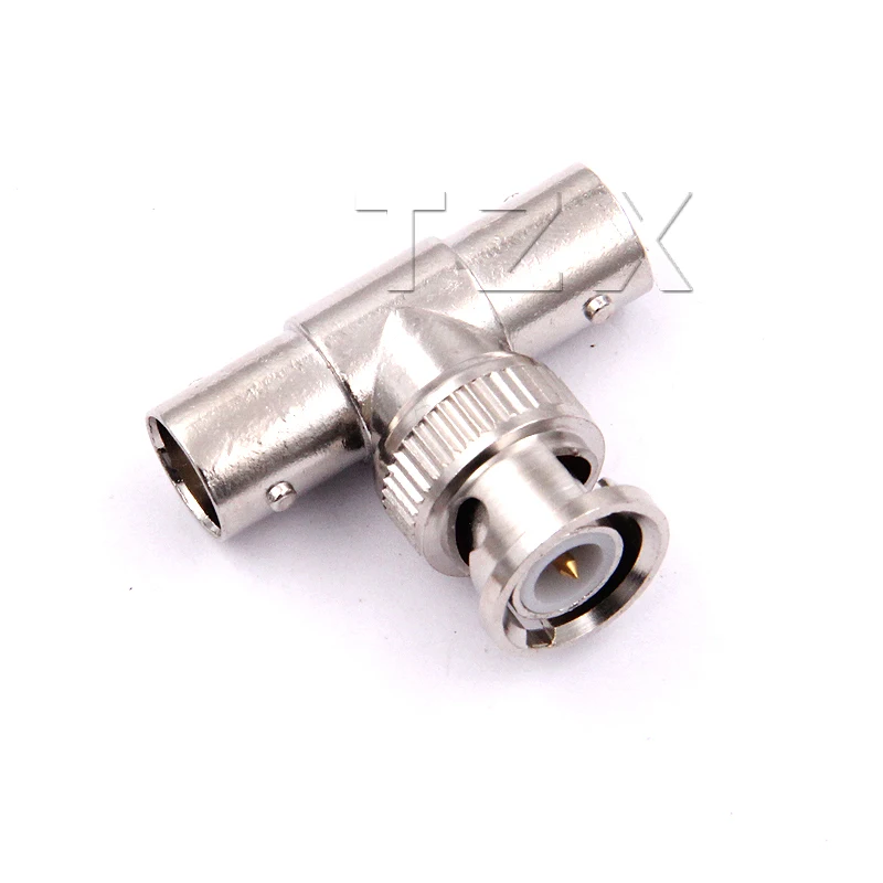 

Hot 10pcs/lot Connector BNC T Adapter Splitter Connector Coupler 1 Male to 2 Female Jack Plug for cctv camera Accessory