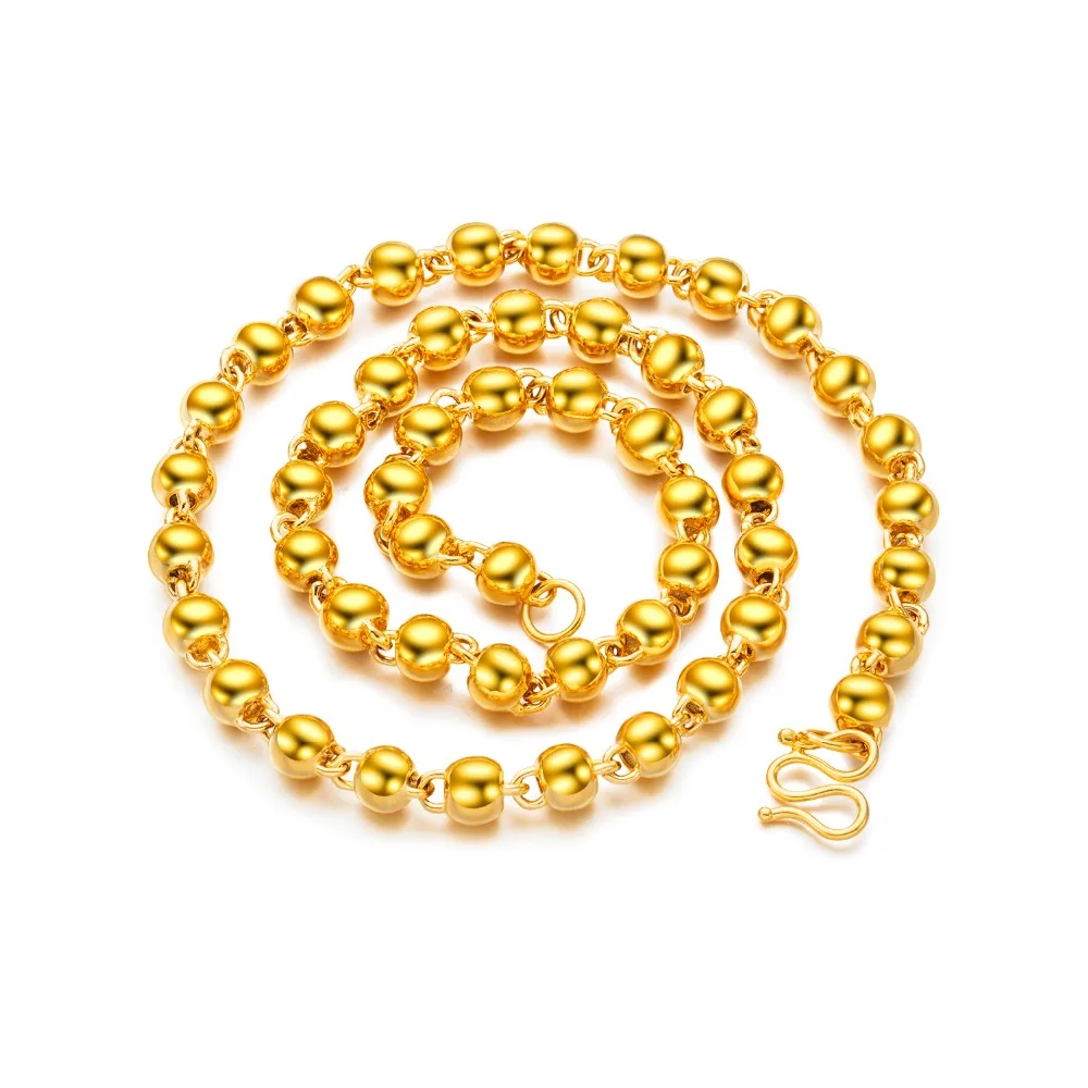 

TENGYI High Quality Heavy Jewelry Gold Color Beads Sparkling Temperament Charm Gothic Necklaces For Men Gift 600mm Length TT693