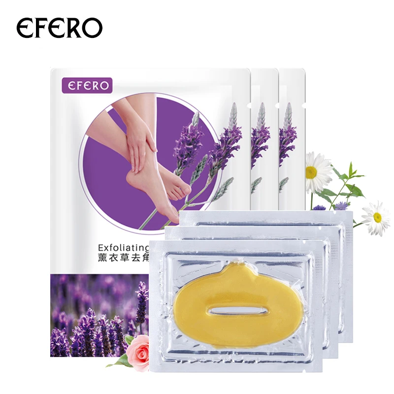 Efero 6 пачек детские маска для пилинга ступней отшелушивающие ножные носки для педикюра носки для ухода за кожей + коллагеновые губы