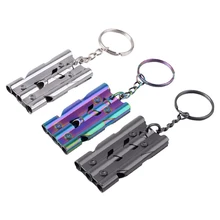 1PC Triple Pipe High Decibel Stainless Steel Outdoor Emergency Survival Whistle Keychain Cheerleading Whistle