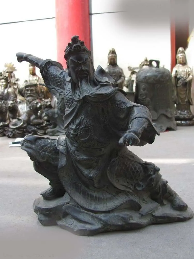 

China old bronze carved beautiful dragon GUANGONG buddha sculpture statue (D0426)