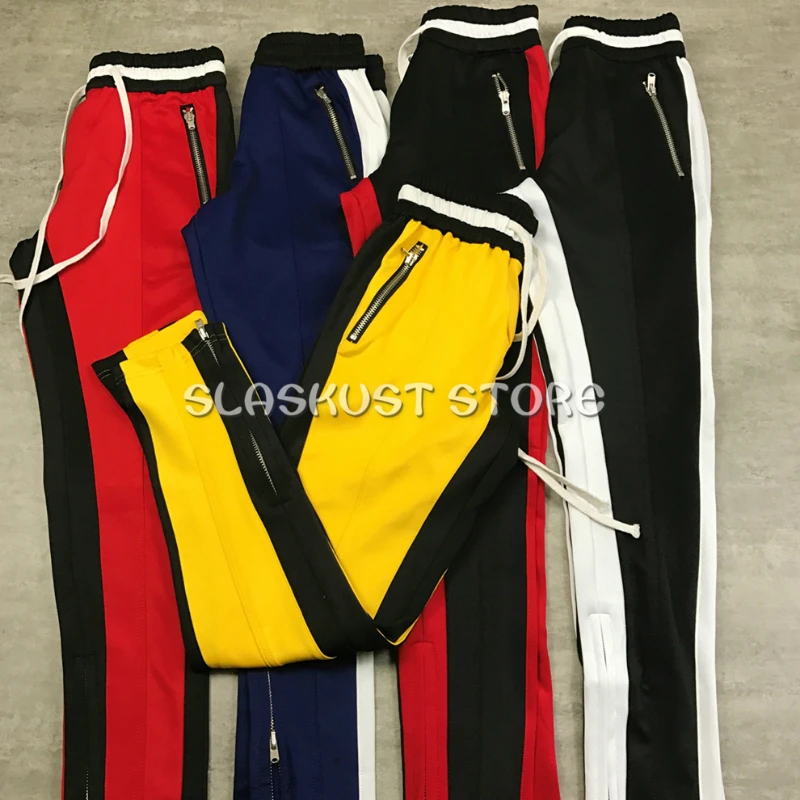 

Zipped Ankles Vintage Stripe Track Pants Hip Hop Kanye West Slim Fit Sweatpants Seven Styling