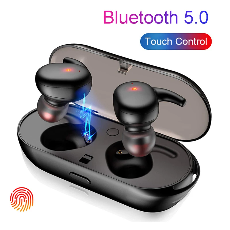 Teamyo наушники-вкладыши TWS с T2 Bluetooth 5,0 наушники мини Беспроводной Touch Управление наушники беспроводные стерео Bluetooth гарнитура с заряда чехол