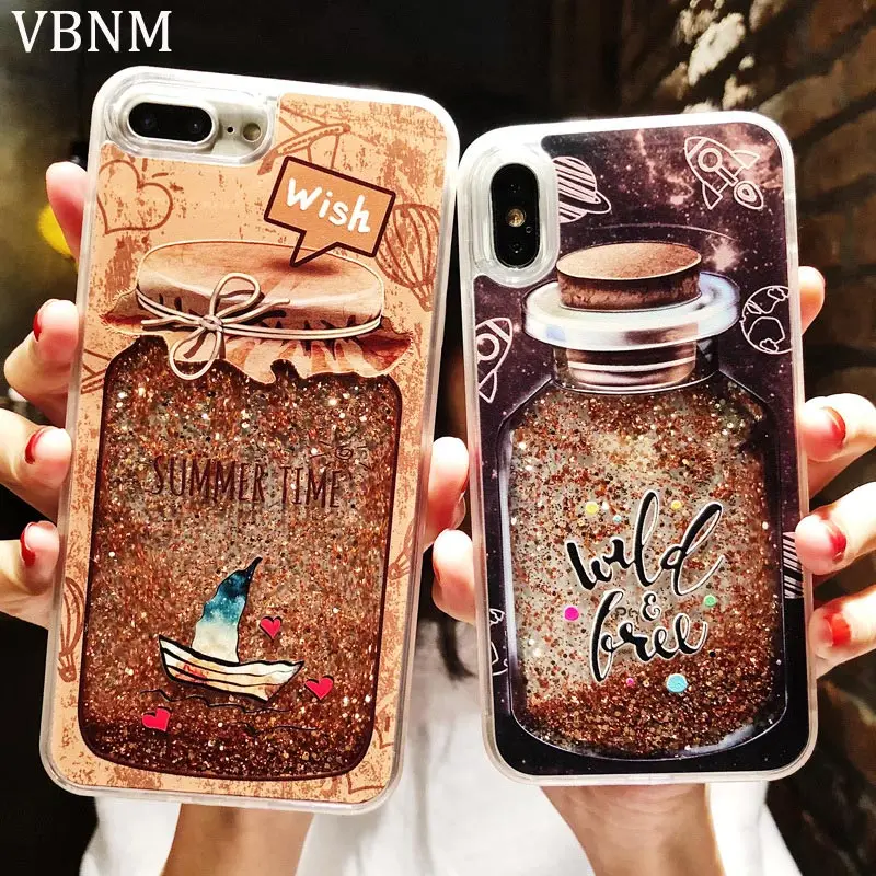 

Fashion Glitter Bottle Quicksand Dynamic Phone Case For iPhone X XR XS Max Bling Flowing Sequins Cases For iPhone 8 7 6 6s Plus