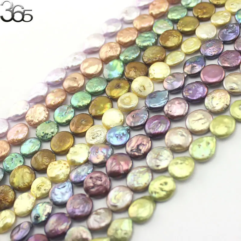

Free Shipping Natural 12mm Coin Button Shape Freshwater Loose Pearl Jewelry Making Craft Beads Stand 15"